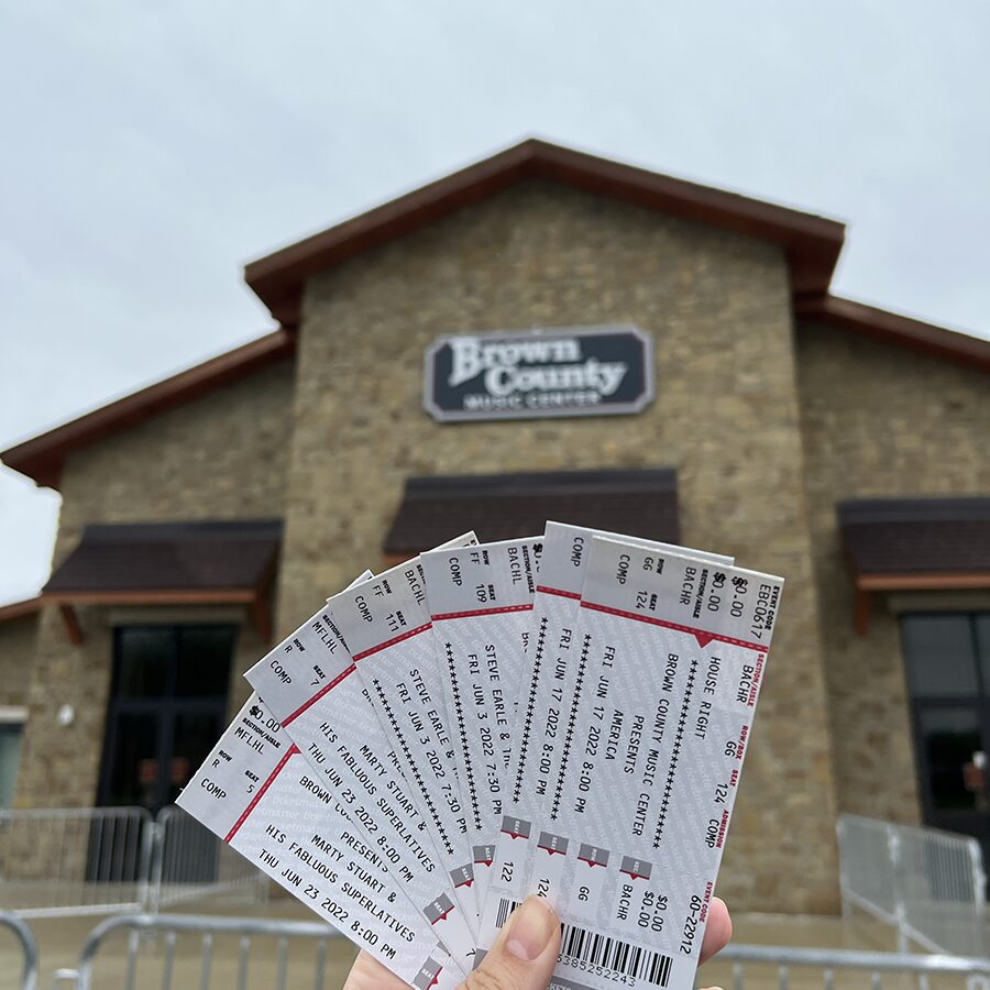 Tickets in front of the Brown County Music Center event venue