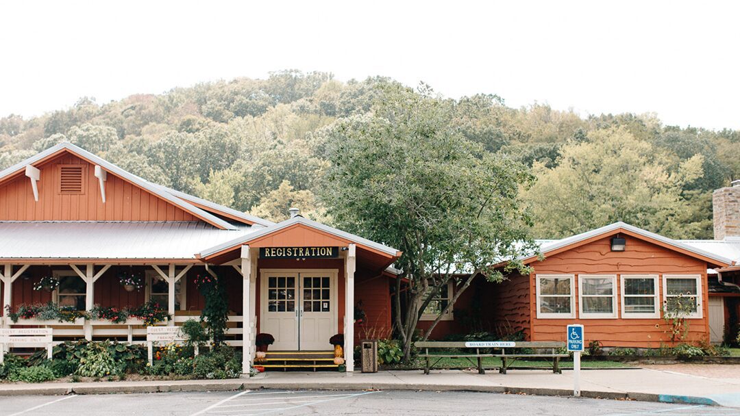 Standing paddlers on water surrounded by trees.