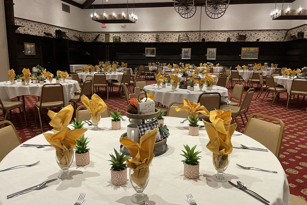 Banquet table at The Seasons Lodge